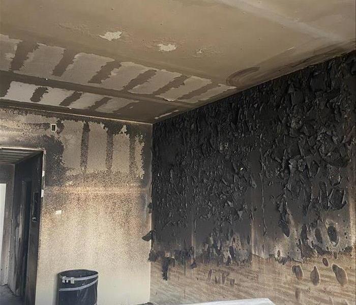 Severe interior fire damage needing restoration work